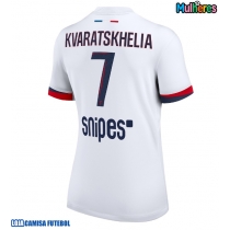 Camisa de Futebol Paris Saint-Germain Khvicha Kvaratskhelia #7 Equipamento Secundário Mulheres 2025-26 Manga Curta